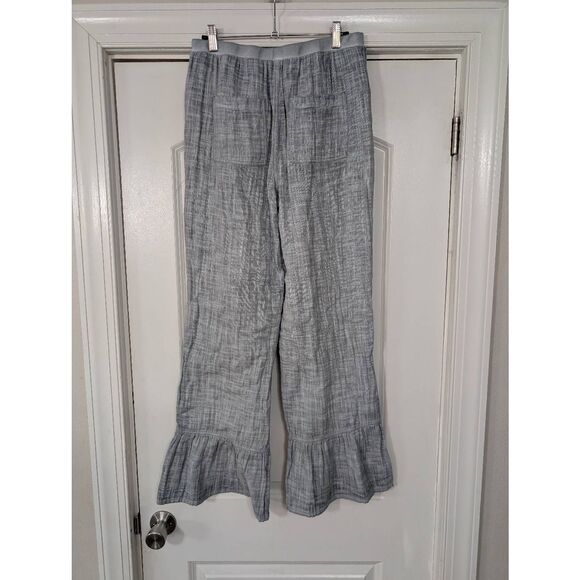 Soft Surroundings Raleigh Gauze Pants‎ women's small gray ruffle hem flowy - Picture 5 of 7
